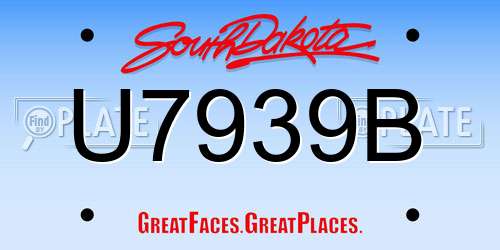 U7939B South Dakota License Plate