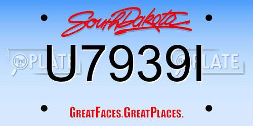U7939I South Dakota License Plate