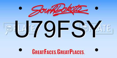 U79FSY South Dakota License Plate