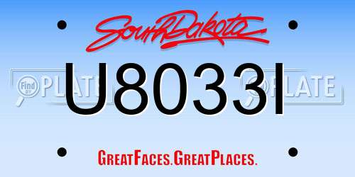 U8033I South Dakota License Plate