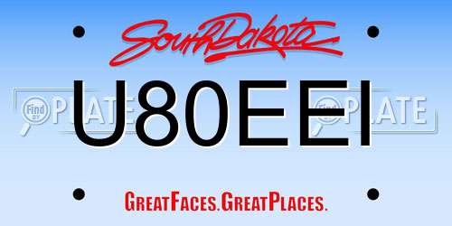 U80EEI South Dakota License Plate