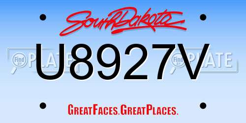 U8927V South Dakota License Plate