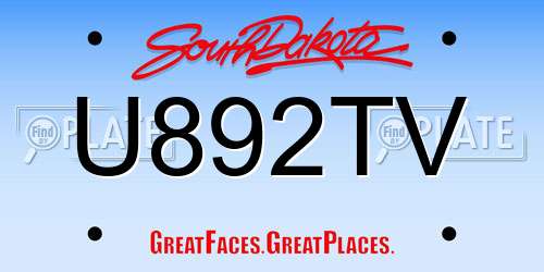 U892TV South Dakota License Plate
