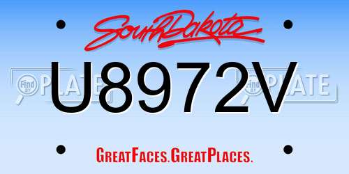 U8972V South Dakota License Plate