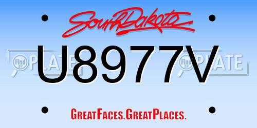 U8977V South Dakota License Plate
