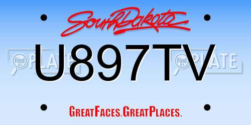 U897TV South Dakota License Plate