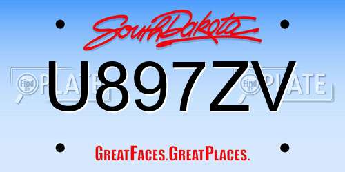 U897ZV South Dakota License Plate