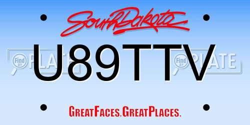 U89TTV South Dakota License Plate