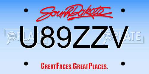 U89ZZV South Dakota License Plate