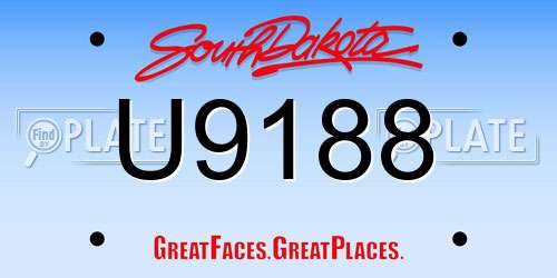 U9188 South Dakota License Plate
