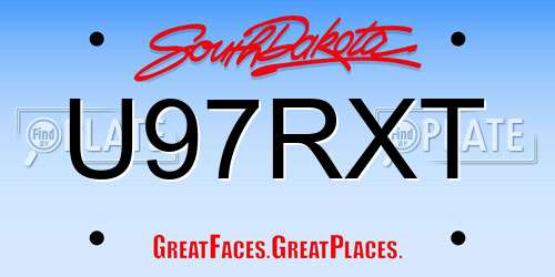 U97RXT South Dakota License Plate