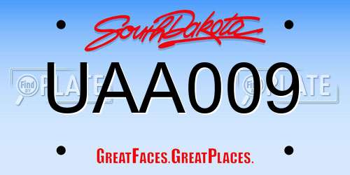 UAA009 South Dakota License Plate