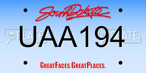 UAA194 South Dakota License Plate