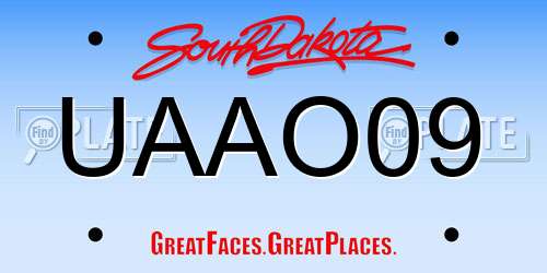 UAAO09 South Dakota License Plate