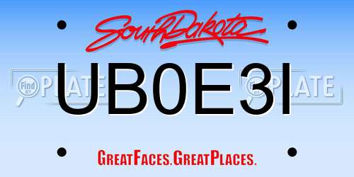 UB0E3I South Dakota License Plate