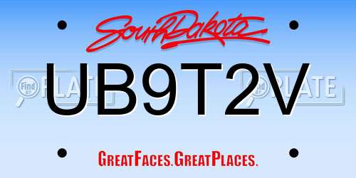 UB9T2V South Dakota License Plate