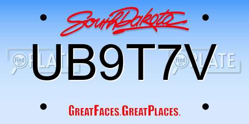 UB9T7V South Dakota License Plate