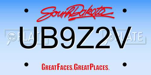 UB9Z2V South Dakota License Plate