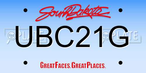 UBC21G South Dakota License Plate