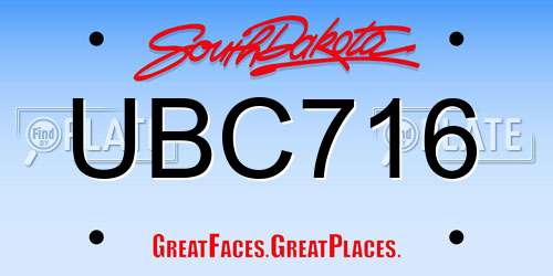 UBC716 South Dakota License Plate