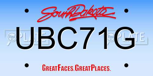 UBC71G South Dakota License Plate