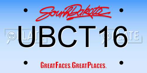 UBCT16 South Dakota License Plate