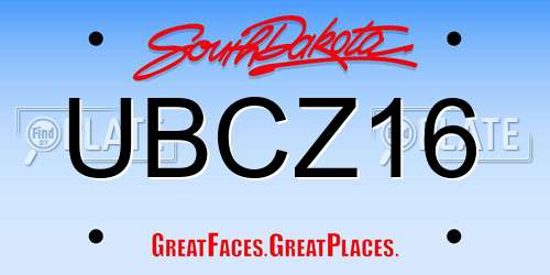 UBCZ16 South Dakota License Plate