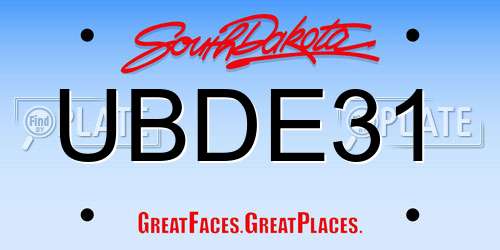 UBDE31 South Dakota License Plate