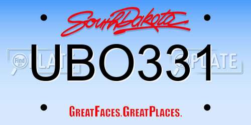 UBO331 South Dakota License Plate