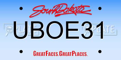 UBOE31 South Dakota License Plate