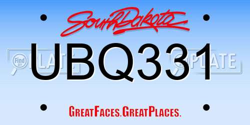 UBQ331 South Dakota License Plate