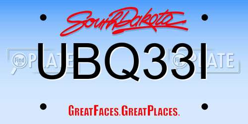 UBQ33I South Dakota License Plate