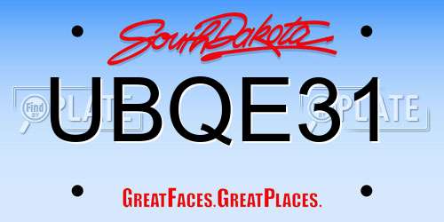 UBQE31 South Dakota License Plate