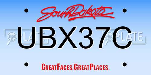 UBX37C South Dakota License Plate