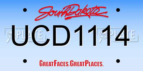 UCD1114 South Dakota License Plate