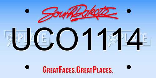 UCO1114 South Dakota License Plate