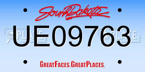 UE09763 South Dakota License Plate