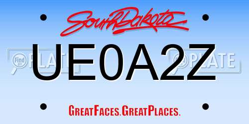 UE0A2Z South Dakota License Plate