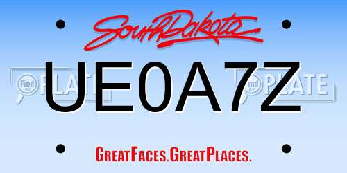 UE0A7Z South Dakota License Plate