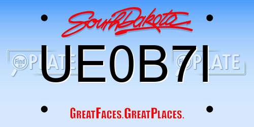 UE0B7I South Dakota License Plate