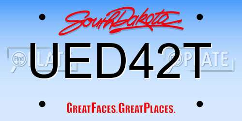 UED42T South Dakota License Plate