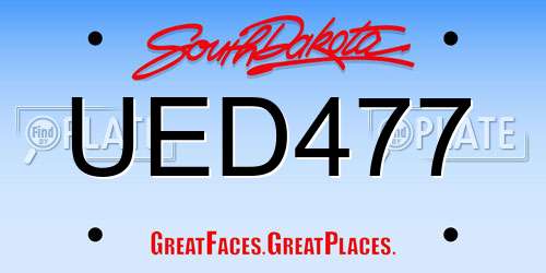 UED477 South Dakota License Plate
