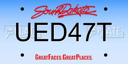 UED47T South Dakota License Plate