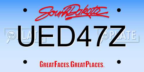 UED47Z South Dakota License Plate