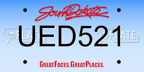 UED521 South Dakota License Plate