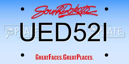 UED52I South Dakota License Plate