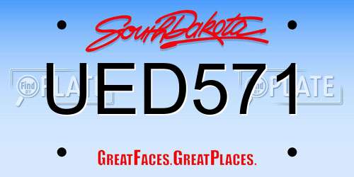 UED571 South Dakota License Plate