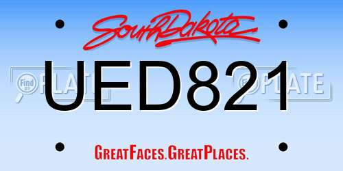 UED821 South Dakota License Plate