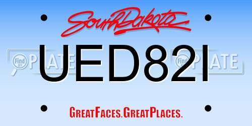 UED82I South Dakota License Plate