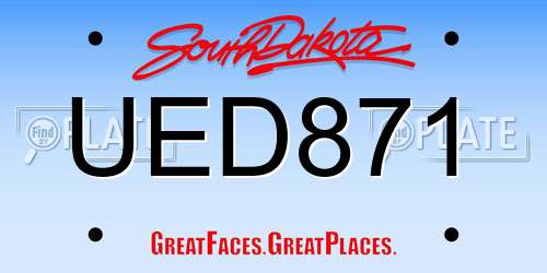 UED871 South Dakota License Plate